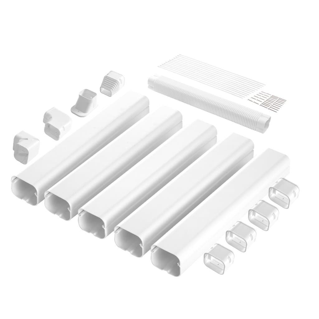 Osłona kolektora mini szer. 76,2 mm dł. 3110 mm, dekoracyjna osłona kanału PVC do klimatyzacji z 5 prostymi kanałami i kompletnymi komponentami, łatwa instalacja, możliwość malowania do pomp ciepła, kolor biały