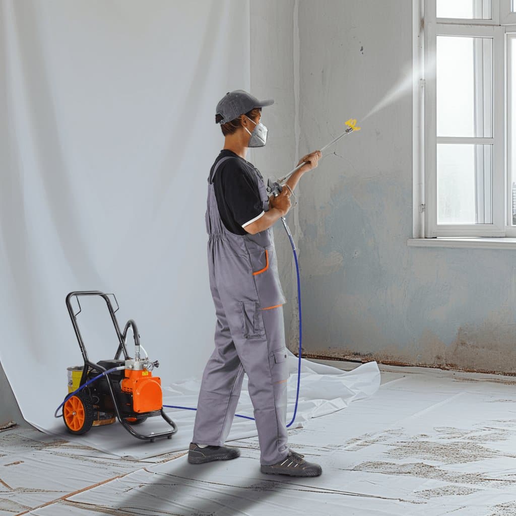 Wózkowy pistolet natryskowy do farb bezpowietrznych, pistolet natryskowy do farb membranowych, pistolet natryskowy do farb bezpowietrznych o mocy 1700 W, elektryczny