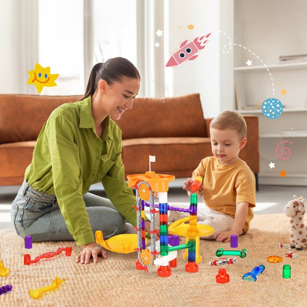 Zestaw Marble Run 153 Elementy z Podnośnikiem Silnikowym - Edukacyjny Prezent dla Dzieci