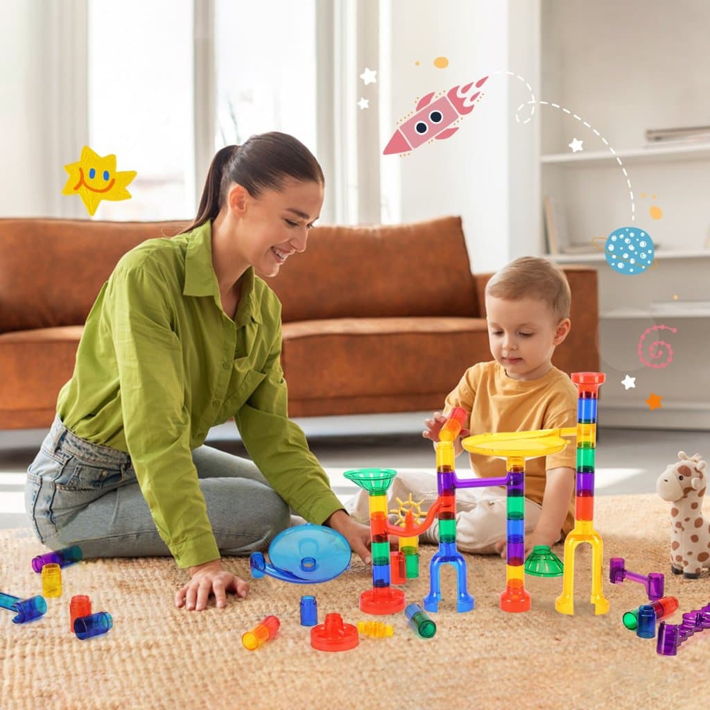 Zestaw Marble Run, 150 elementów, klocki konstrukcyjne, zabawki STEM, klocki edukacyjne, prezent dla dzieci
