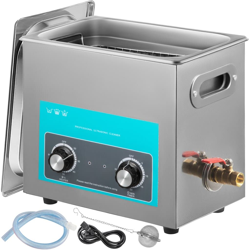 VEVOR 6,5L ultradźwiękowy środek czyszczący do biżuterii z podgrzewaczem Timer do czyszczenia biżuterii Pokrętło do kontroli okularów Pierścienie do okularów Protezy zębowe Instrumenty muzyczne