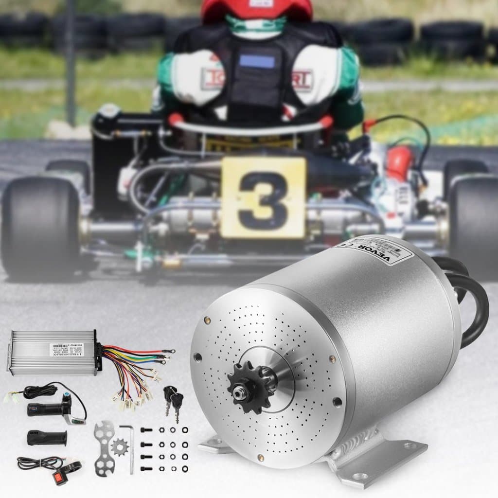 Elektrický bezkartáčový stejnosměrný motor 48V 2000W bezkartáčový elektromotor 4300 ot./min. vysokorychlostní motor s 34A regulátorem a rukojetí plynu pro motokáru, čtyřkolku, elektrický skútr, motocykl, motor se středním pohonem, DIY díl