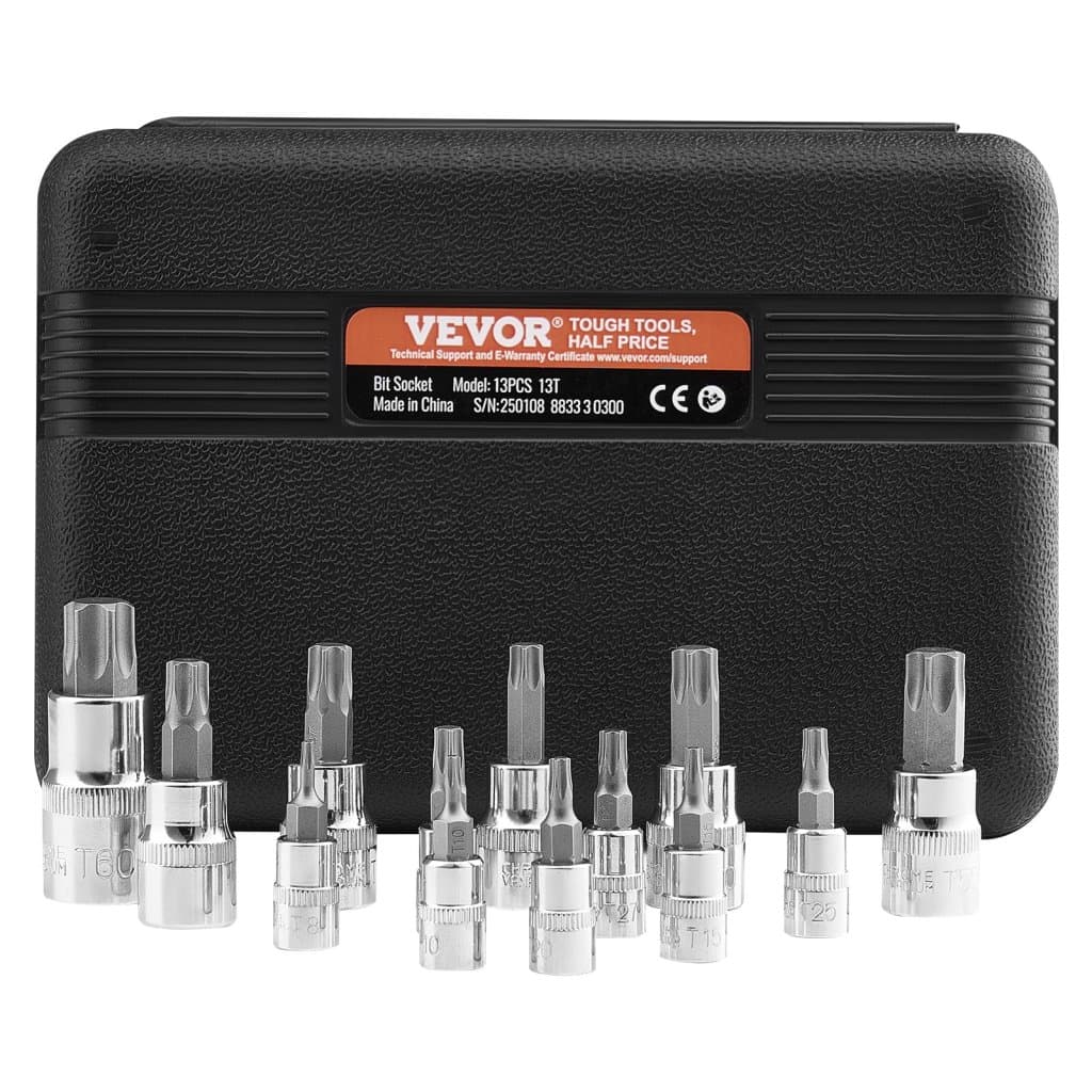 Zestaw 13 bitów Torx Star T8 - T60, stal stopowa S2 i stal chromowana