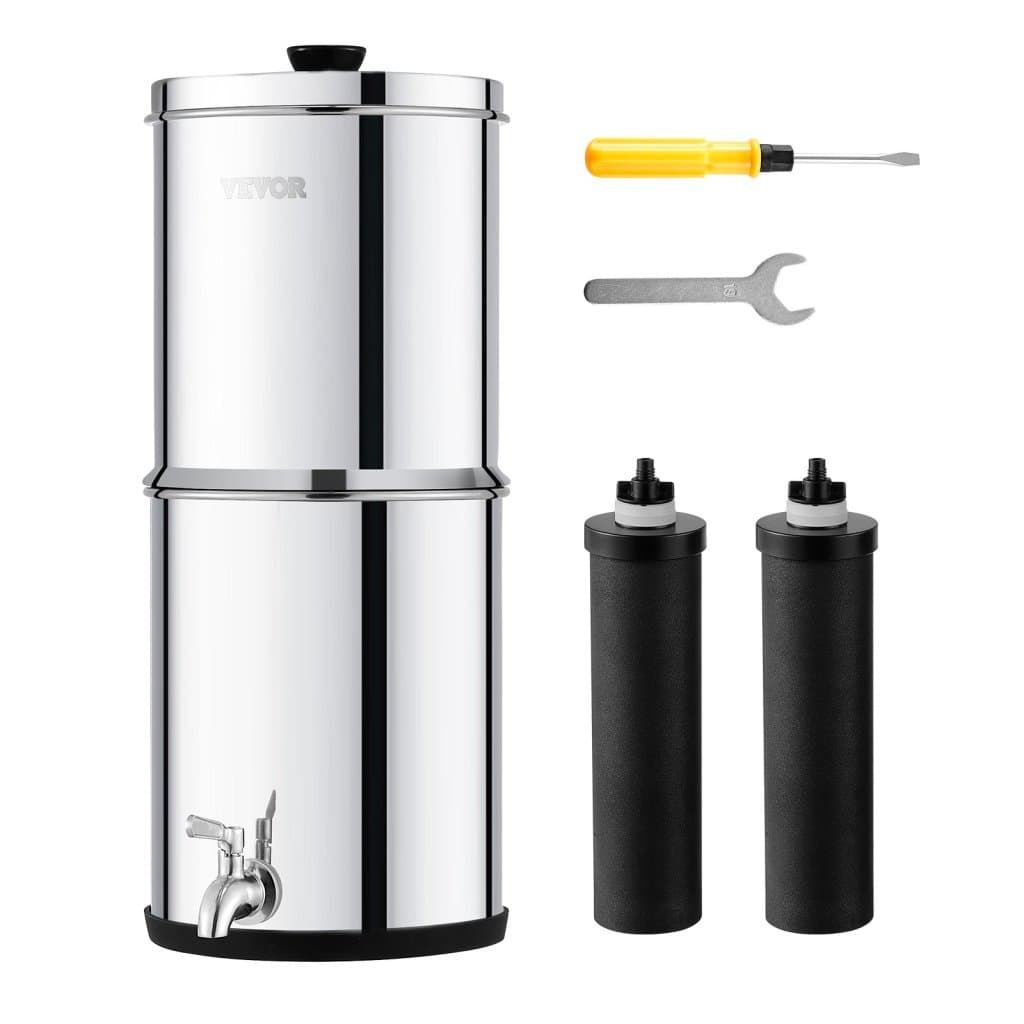 2.25G Grawitacyjny filtr do wody, system stacjonarny ze stali nierdzewnej, 2 filtry
