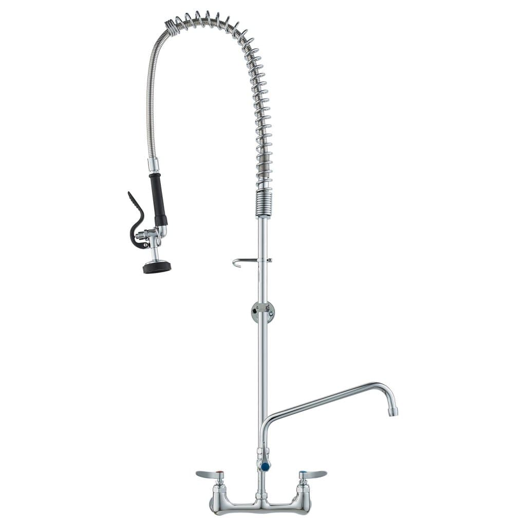 Bateria ścienna do zlewu kuchennego, z wyciąganą wylewką, wysokość 122 cm, środek 20 cm, wylewka obrotowa 30 cm, mosiężna konstrukcja z wyciąganą wylewką, do zlewów z 1/2/3 komorami