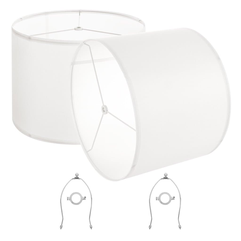 Zestaw 2 abażurów do lamp bębnowych 16 x 16 x 12 cali z harfą (biały i biały)