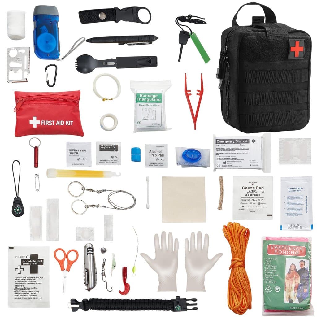 Zestaw pierwszej pomocy Survival 250 elementów, torba ratunkowa na rany na kemping