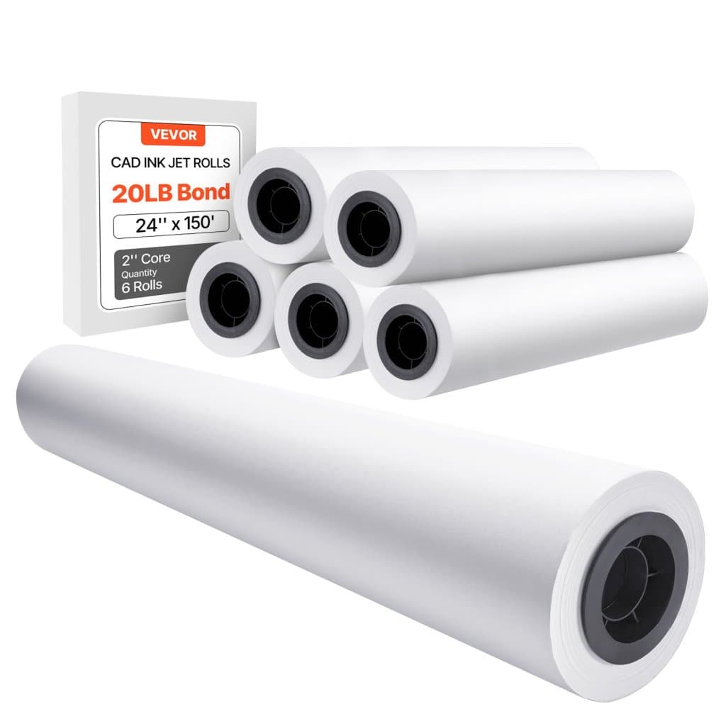 Papier do plotera wielkoformatowego, 6 rolek, 24 cale x 150 stóp, rolka CAD Bond