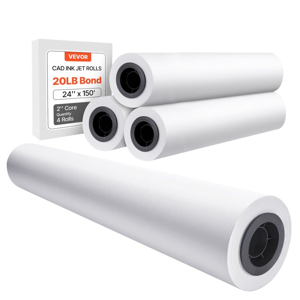 Papier do plotera wielkoformatowego, 4 rolki, 24 cale x 150 stóp, rolka CAD Bond