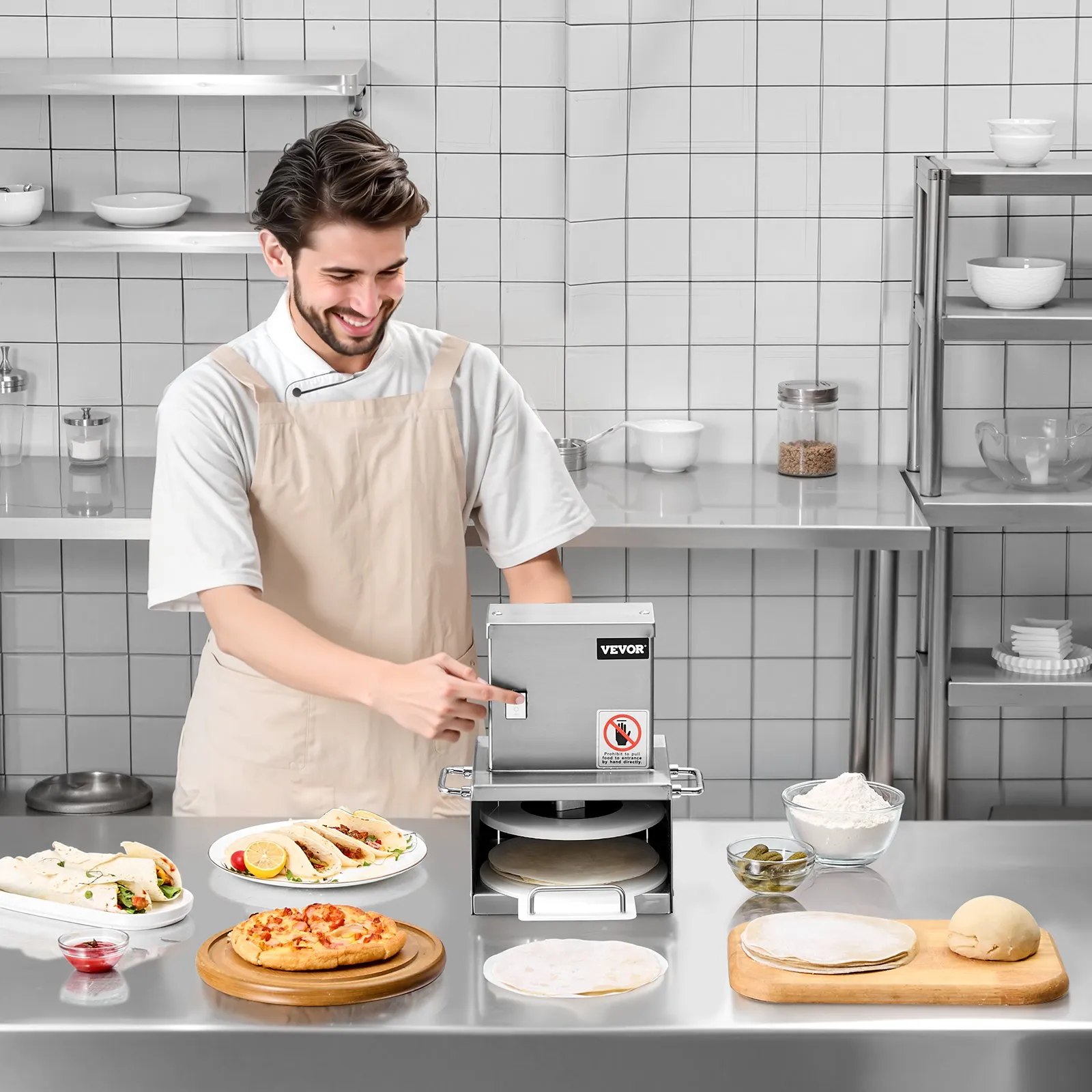 6-calowa elektryczna prasa do ciasta na pizzę, komercyjna wałkownica do ciasta na pizzę