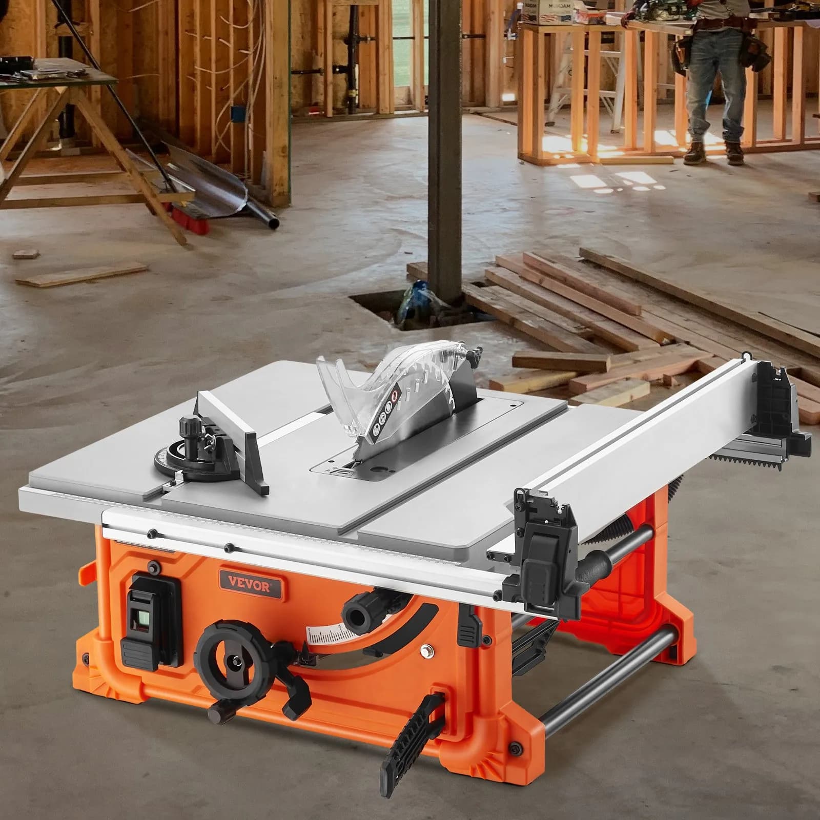 Elektryczna piła stołowa o mocy 1800 W, wydajność cięcia 625 mm, 4400 obr./min, piła poprzeczna 85 mm pod kątem 90° i cięcie ukośne 60 mm pod kątem 45° do drewna, stolarki i warsztatu wewnętrznego/zewnętrznego