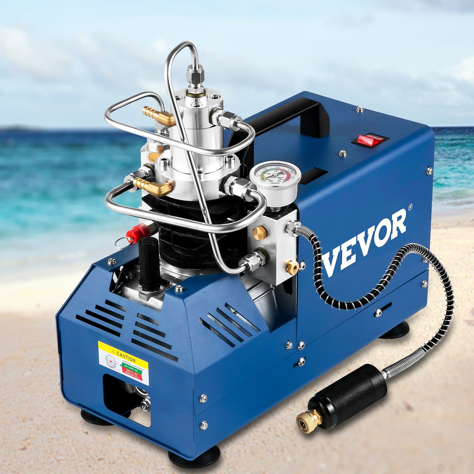 Kompresor wysokociśnieniowy, 4500 PSI/30 MPA/300 BAR, kompresor powietrza wysokociśnieniowy 1800 W 220 V z ręcznym zatrzymywaniem, odpowiedni do wiatrówek do paintballa, karabinów PCP, pistoletów pneumatycznych, butli do nurkowania