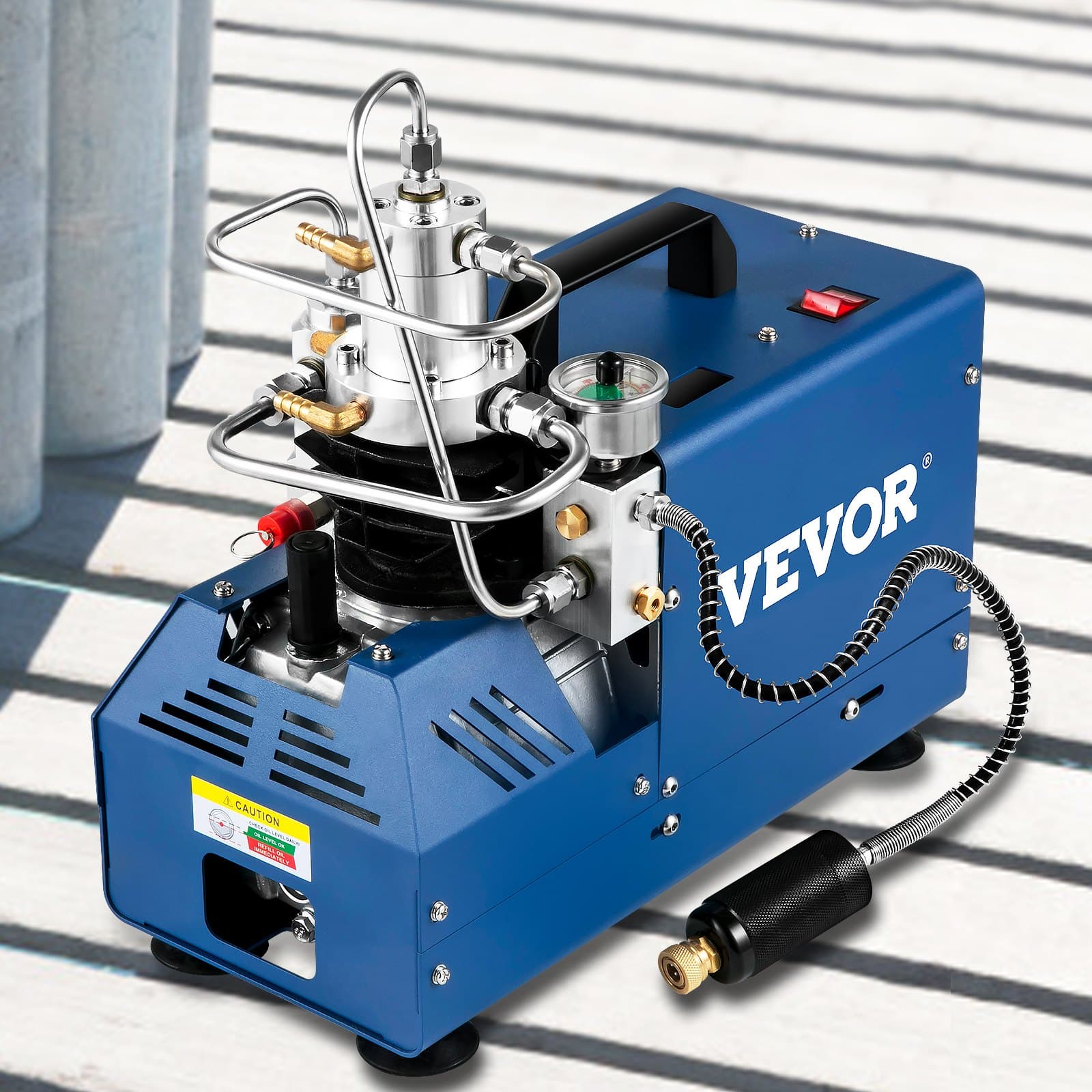 Kompresor wysokociśnieniowy, kompresor wysokociśnieniowy 4500 PSI/30 MPA/300 BAR, kompresor pneumatyczny z automatycznym zatrzymaniem 1800 W, 220 V, odpowiedni do wiatrówek do paintballa, karabinów PCP, pistoletów pneumatycznych, butli do nurkowania