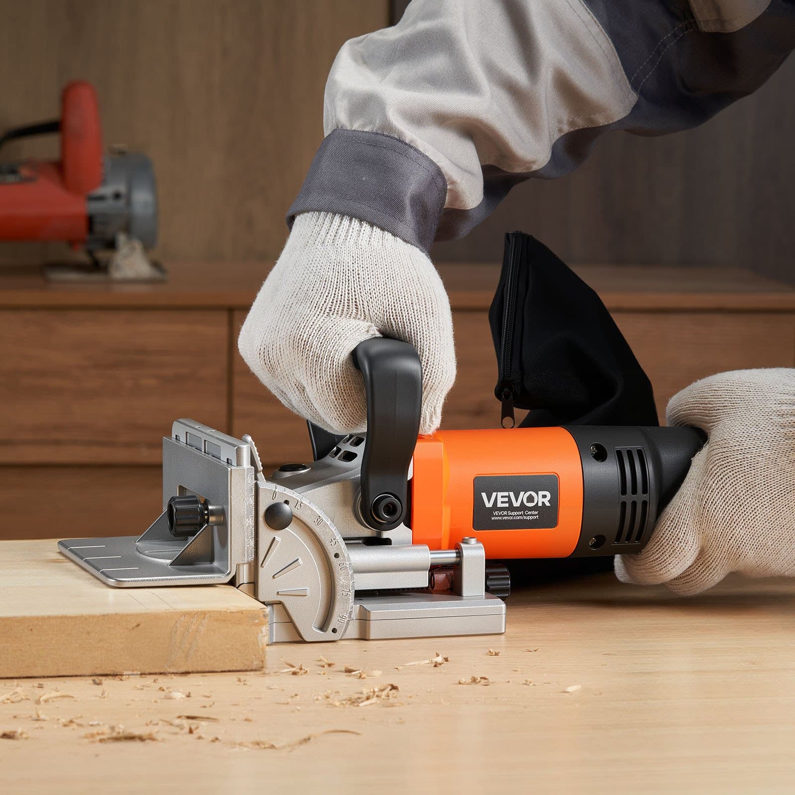 Łącznik płyt do ciastek, obcinarka do płyt, silnik 5,9 A, 11600 obr./min, z drewnianymi ciasteczkami