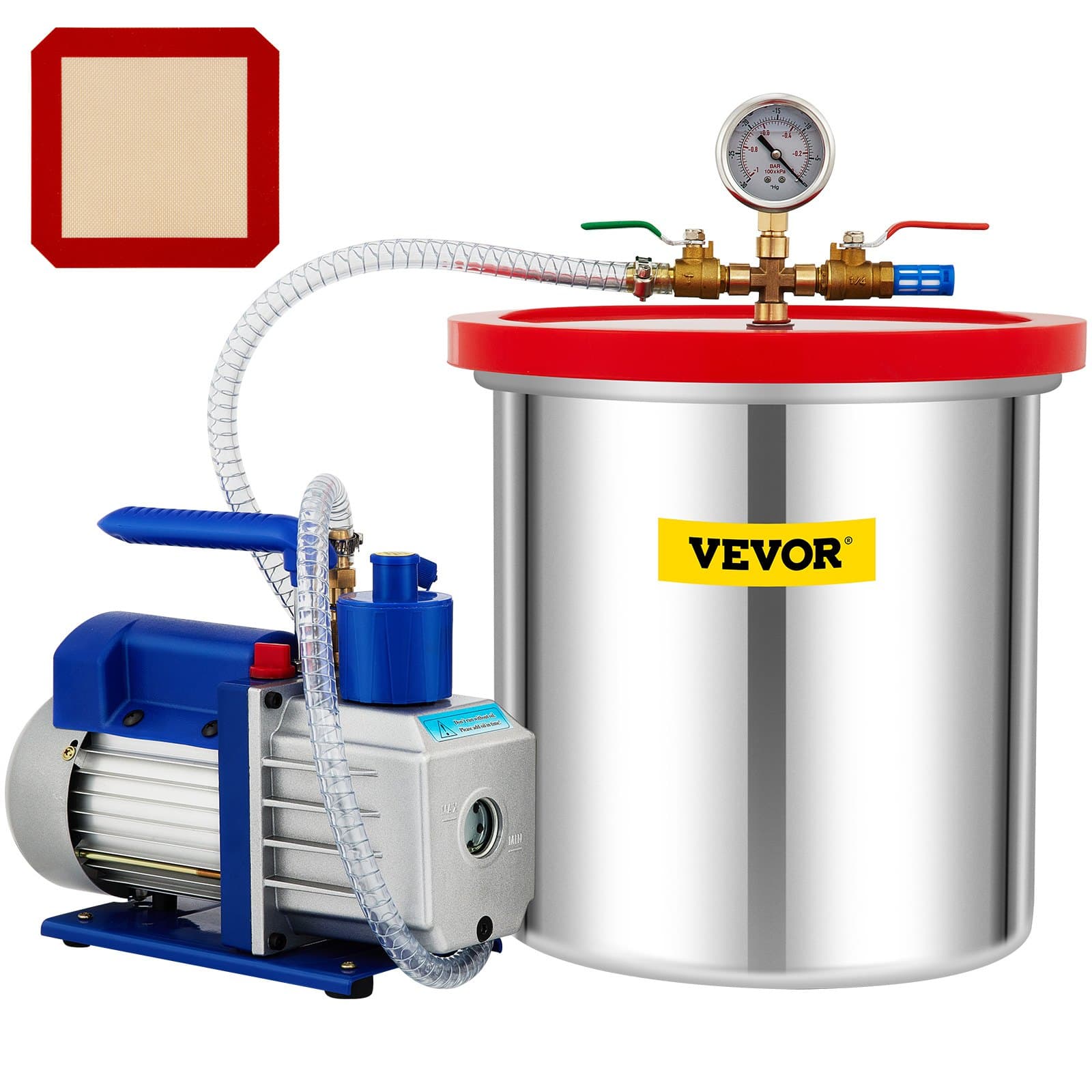 Komora próżniowa z pompą Zestaw komory próżniowej 5 gal/18,9 l 5CFM 1/3HP jednostopniowy