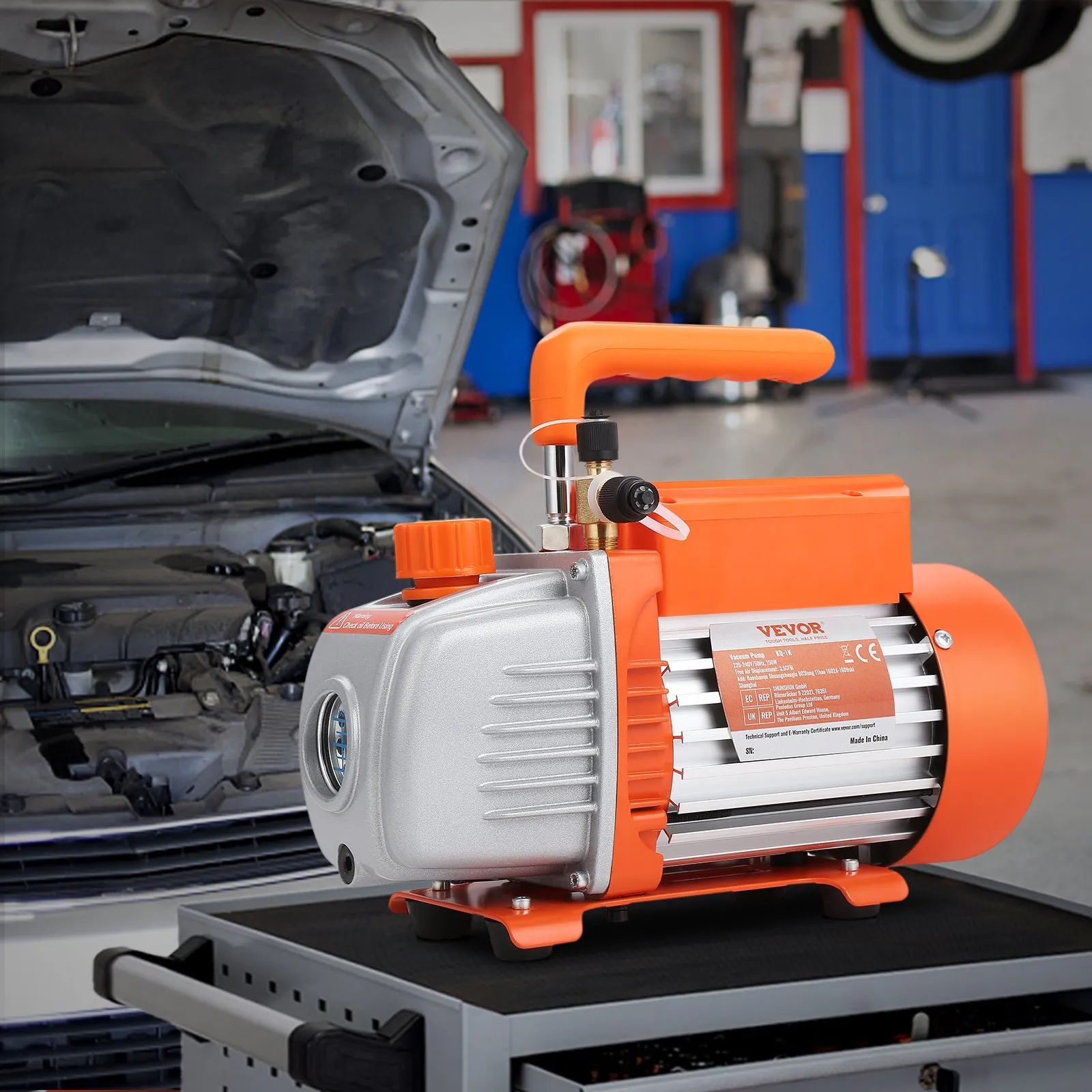 Pompa próżniowa jednostopniowa 1/5 KM, 3,5 CFM, 220-240 V AC, pompa próżniowa do klimatyzatorów, wlot męski SAE 0,6 cm, wlot męski ACME 1,27 cm, do napraw HVAC, konserwacji chłodnictwa, odgazowywania żywicy