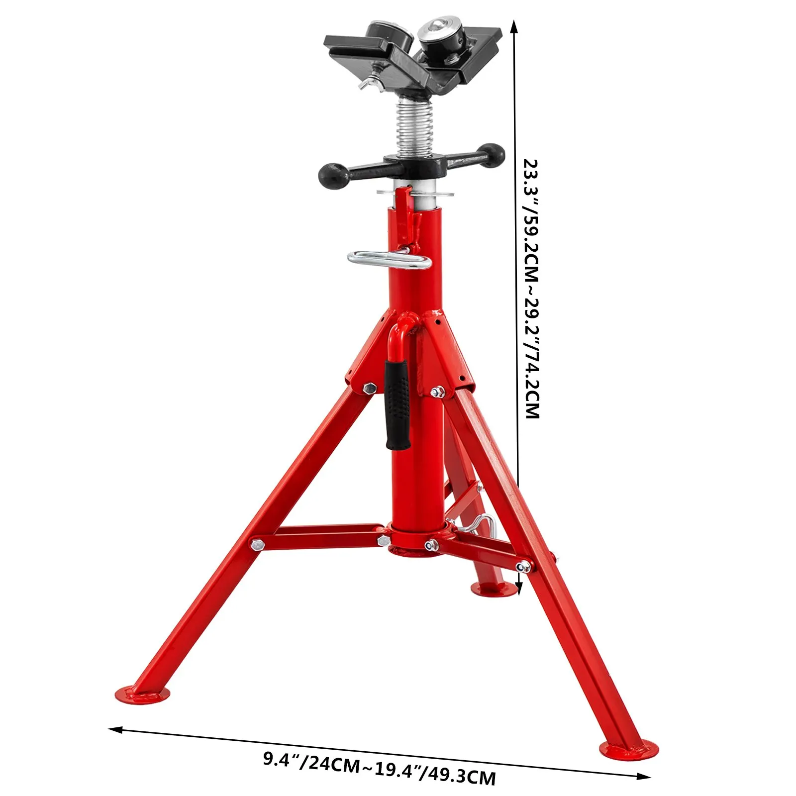 Podnośnik rurowy z głowicą V-Head z 2 kulami transferowymi i składanymi nogami, 1134 kg, regulowana wysokość od 71,1 cm do 130,8 cm, typ 1107A