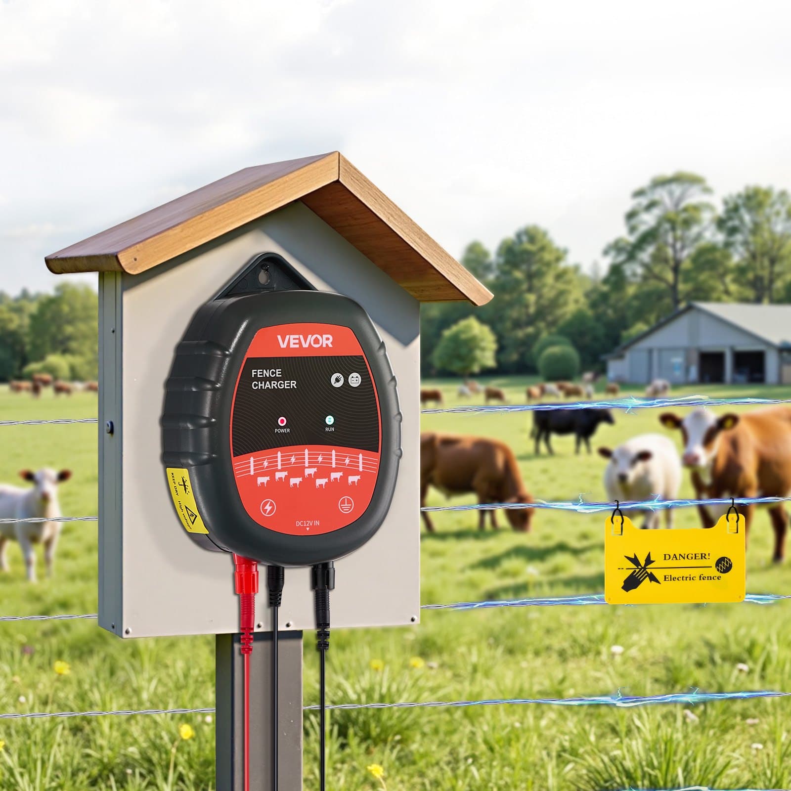 Ładowarka do ogrodzeń elektrycznych, 10 kV 1 J, prąd przemienny i stały, z diodą LED, zasięg 3 km, mocna ładowarka do ogrodzeń wtyczkowych, zapobiega wtargnięciu dzikich zwierząt do hodowli drobiu