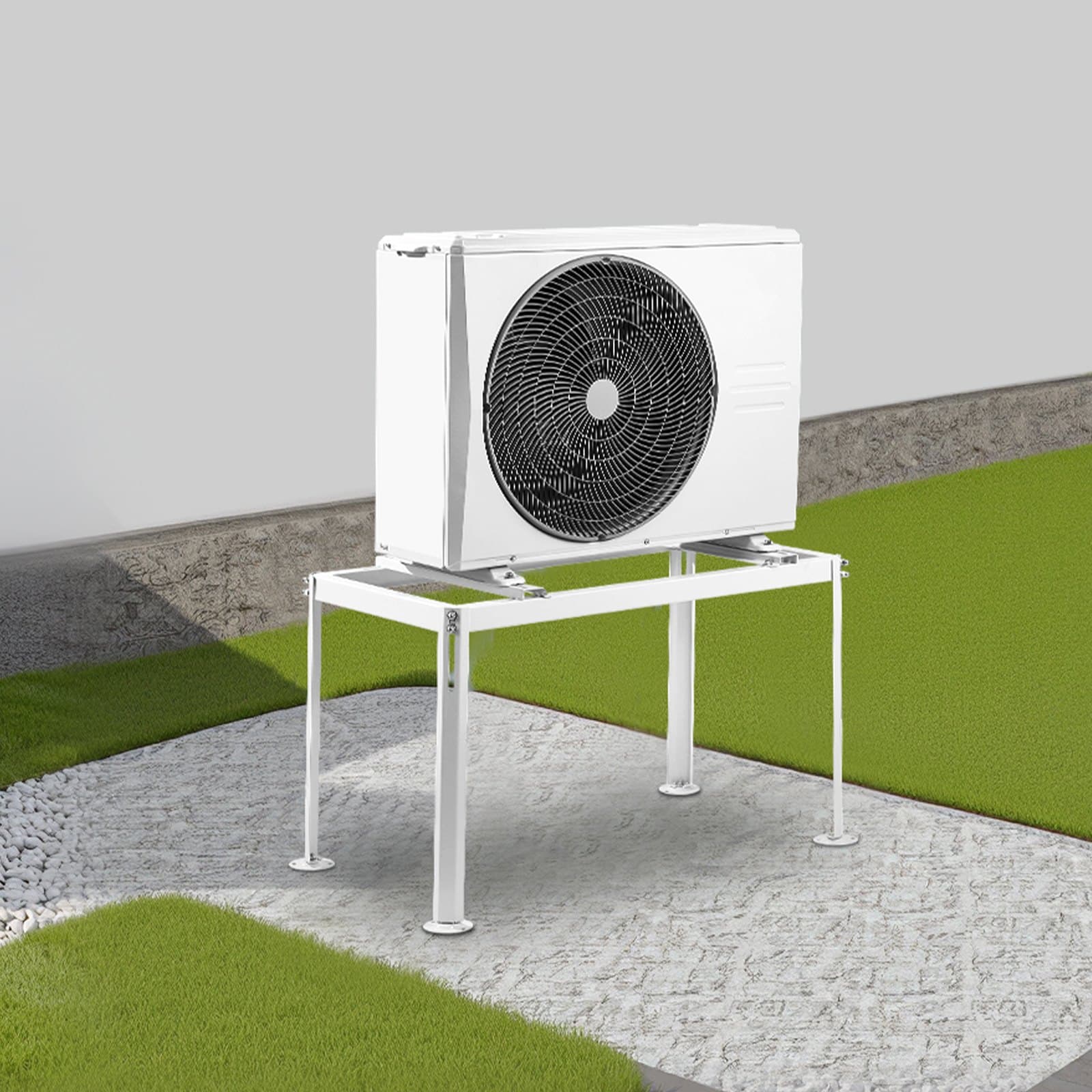 Miniaturowy stojak do montażu na podłodze, regulowany, antywibracyjny, miniaturowy stojak do klimatyzatora bezkanałowego z pompą ciepła o mocy 9000–36000 BTU, wytrzymały uchwyt podstawy klimatyzatora do montażu na podłodze o maksymalnym obciążeniu 300 kg