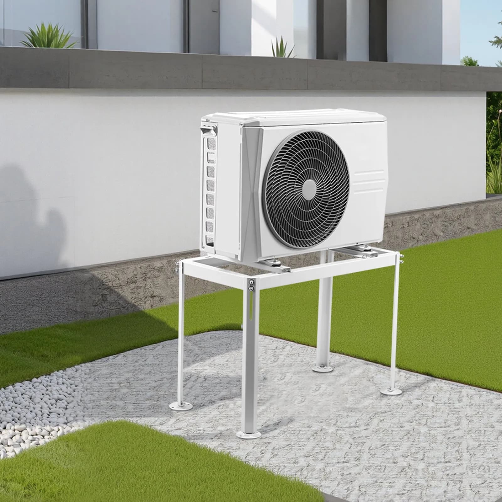 Miniaturowy stojak do montażu na podłodze, regulowany, antywibracyjny, miniaturowy stojak do klimatyzatora bezkanałowego z pompą ciepła o mocy 9000-18000 BTU, wytrzymały uchwyt podstawy klimatyzatora do montażu na podłodze o maksymalnym obciążeniu 200 kg