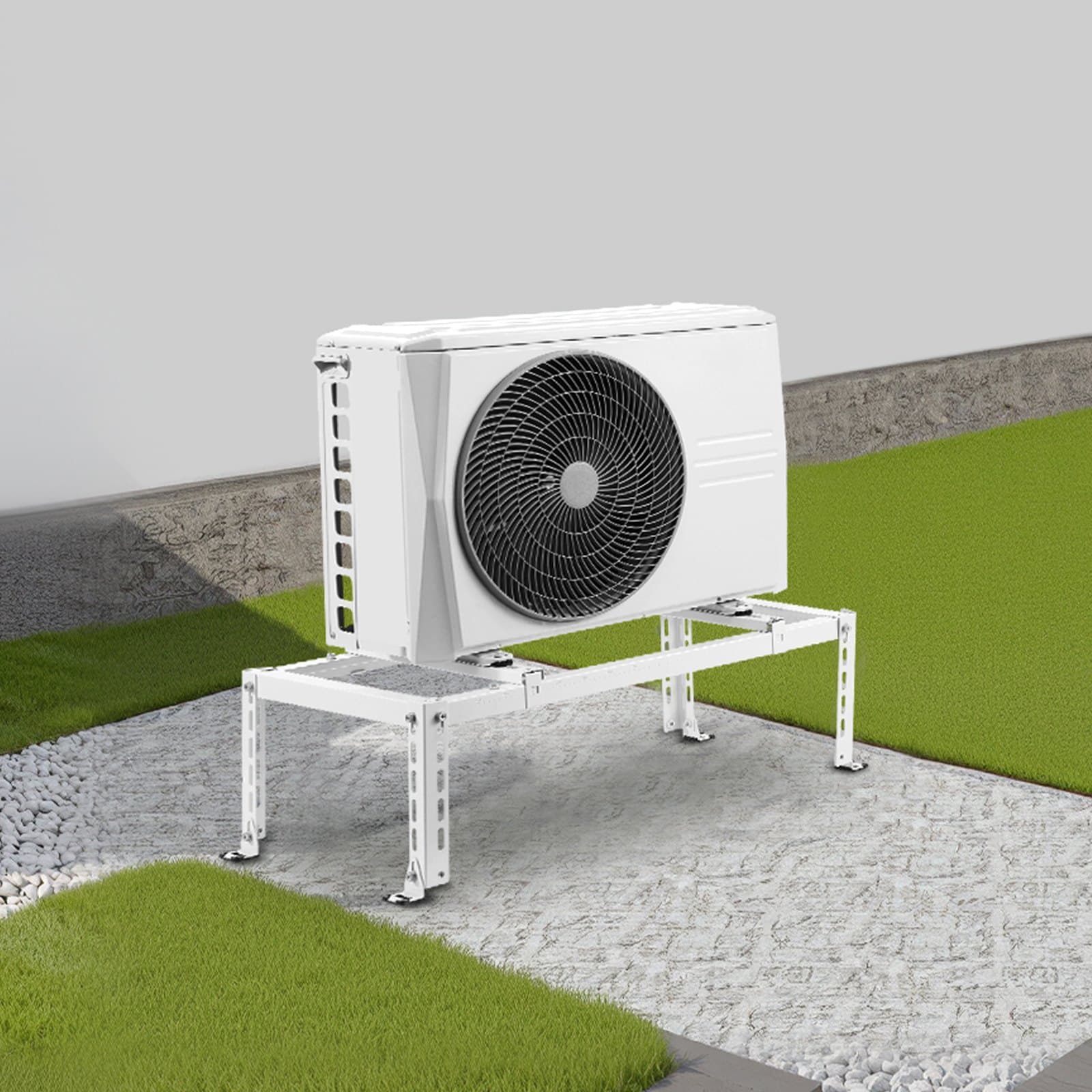 Miniaturowy stojak do montażu na podłodze, regulowany, antywibracyjny, miniaturowy stojak do klimatyzatora bezkanałowego z pompą ciepła o mocy 9000–24000 BTU, wytrzymały uchwyt podstawy klimatyzatora do montażu na podłodze o maksymalnym obciążeniu 250 kg