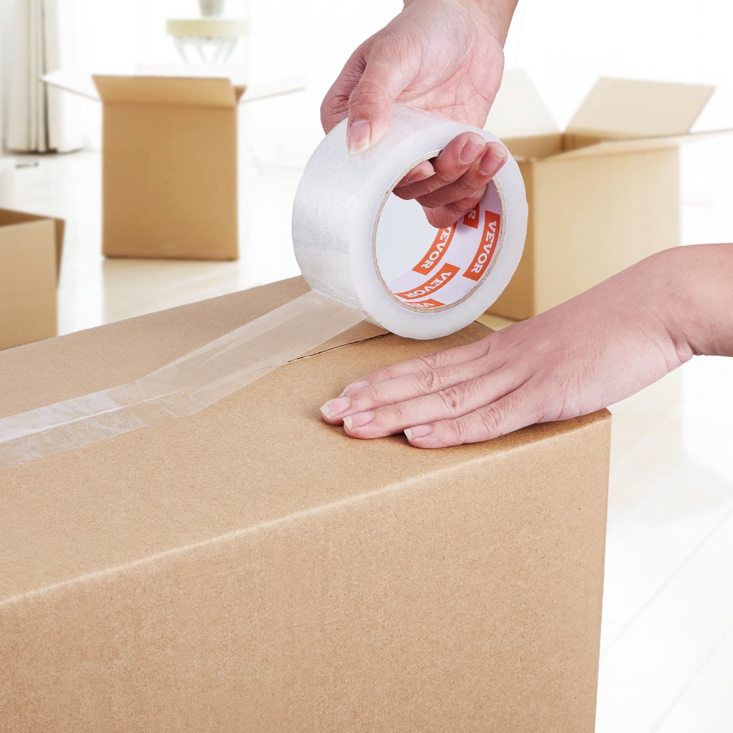 Przezroczysta taśma pakowa, rdzeń 3 cale, 18 rolek 1,88 cala x 65 jardów Taśma pakowa, grubość 2,7 mil, wytrzymała taśma pakowa przeznaczona do przeprowadzek, przechowywania i pakowania, wysyłki i wysyłki pocztowej, biura