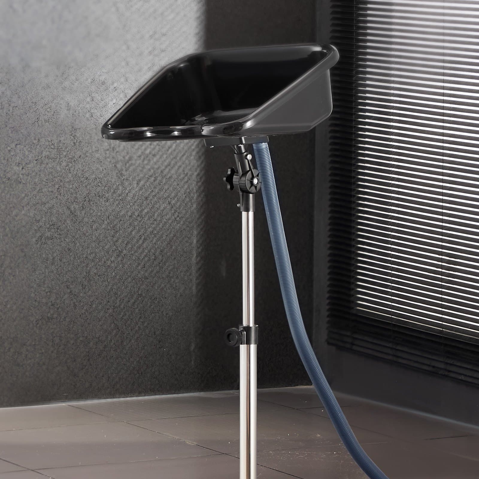 Przenośna miska do mycia włosów, umywalka do mycia włosów z regulowaną wysokością i kątem, przenośna umywalka salonowa z wężem spustowym i podstawą w kształcie gwiazdy do użytku w salonie fryzjerskim, salonie piękności i spa, czarna