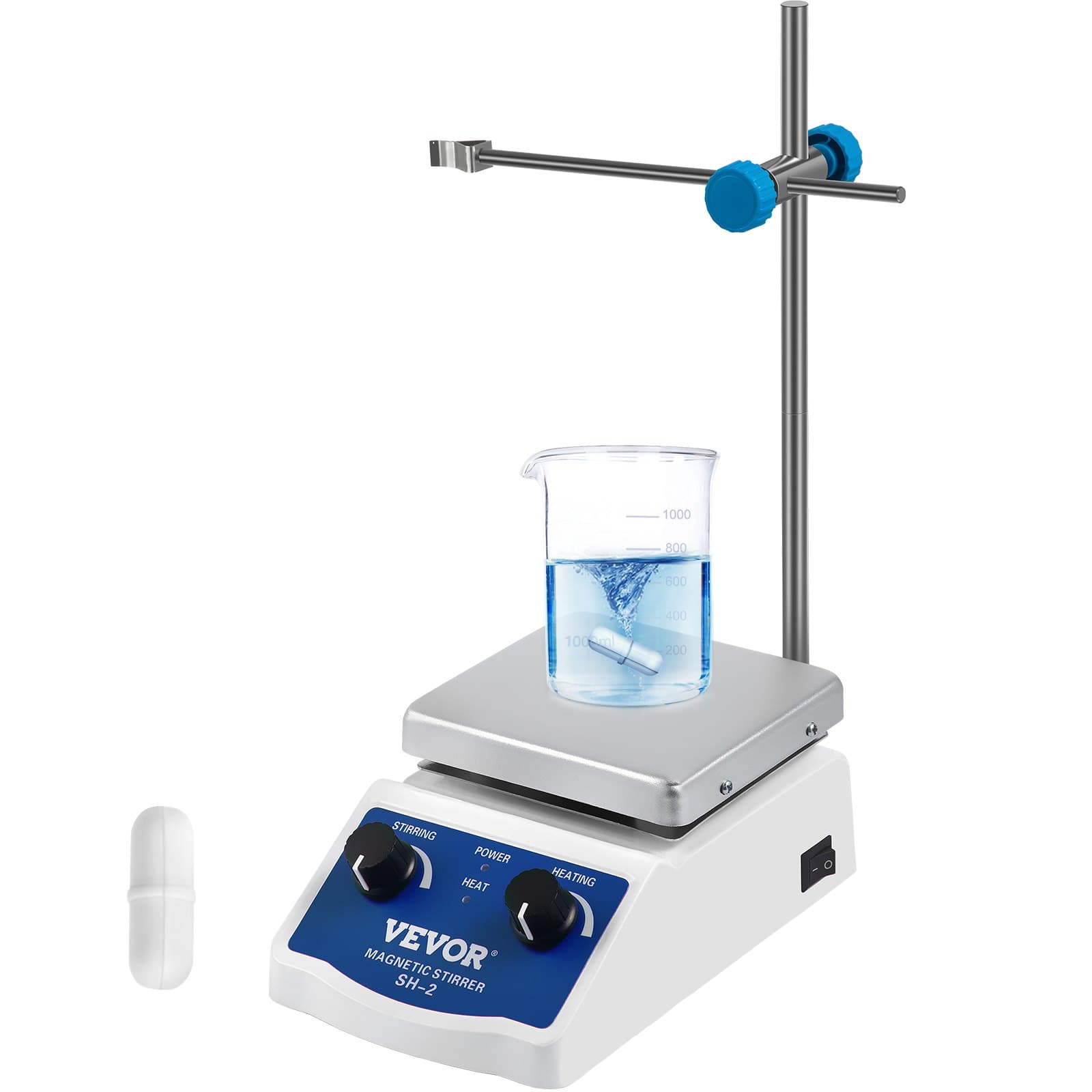 Mieszadło magnetyczne SH-2, laboratoryjne, mieszadło magnetyczne, płyta grzewcza, pojemność mieszania 2000 ml, z płytą grzewczą, mieszadło grzewcze, wyświetlacz cyfrowy