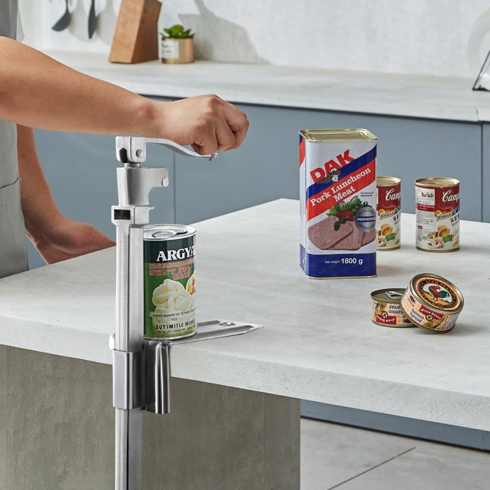 Komercyjny otwieracz do puszek, wytrzymały ręczny otwieracz stołowy do puszek o wysokości do 300 mm, profesjonalny otwieracz do puszek z regulowaną wysokością i ostrzem ze stali nierdzewnej, do restauracji i sklepów spożywczych