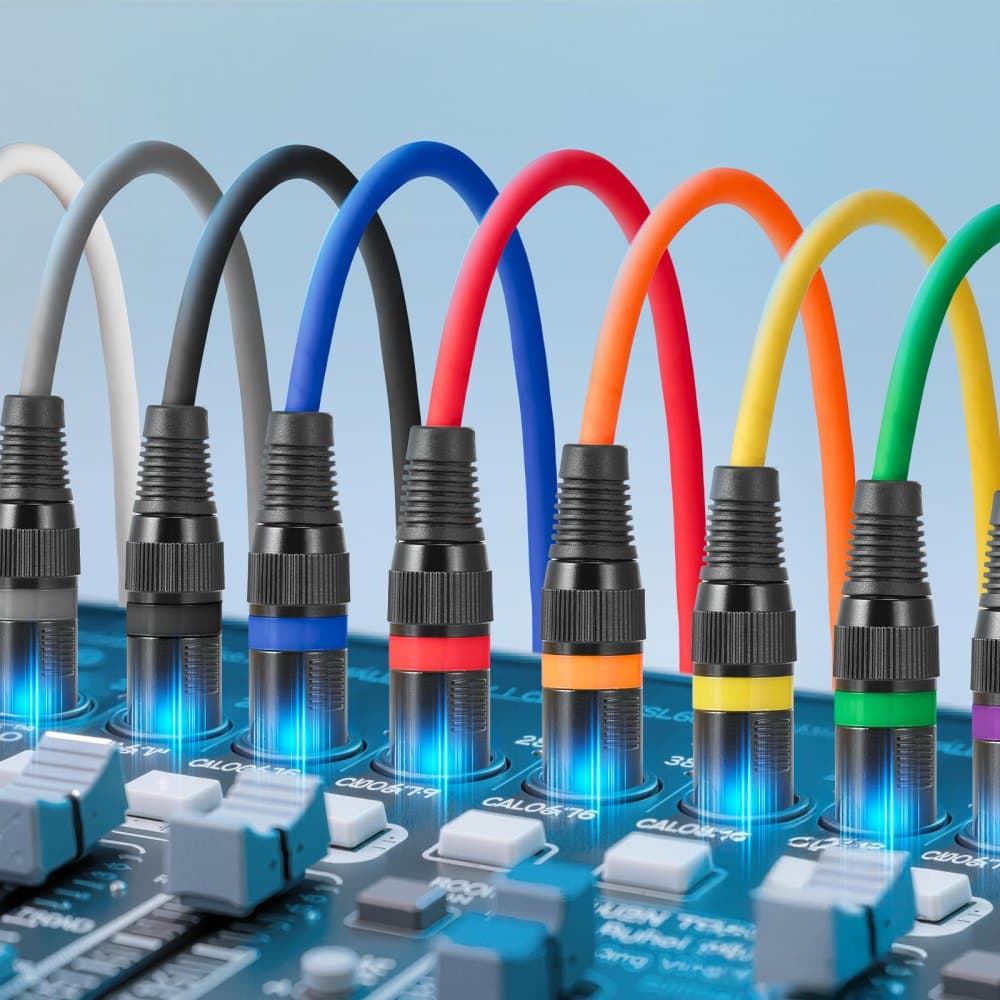 Kabel XLR 2 m, 10 szt., ekranowany, symetryczny, DMX, męski na żeński, pozłacany, 3-pinowy, XLR, przewody mikrofonowe i głośnikowe, do oświetlenia scenicznego, mikrofonów, wzmacniaczy, mikserów, systemów głośnikowych