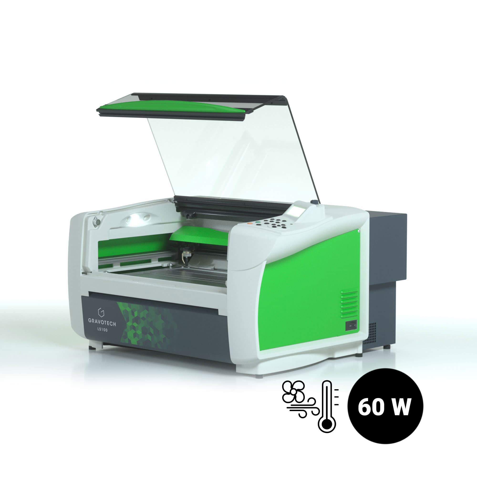 Grawerka laserowa CO2 Gravotech LS100, laser CO2 o mocy 60 W z chłodzeniem powietrznym