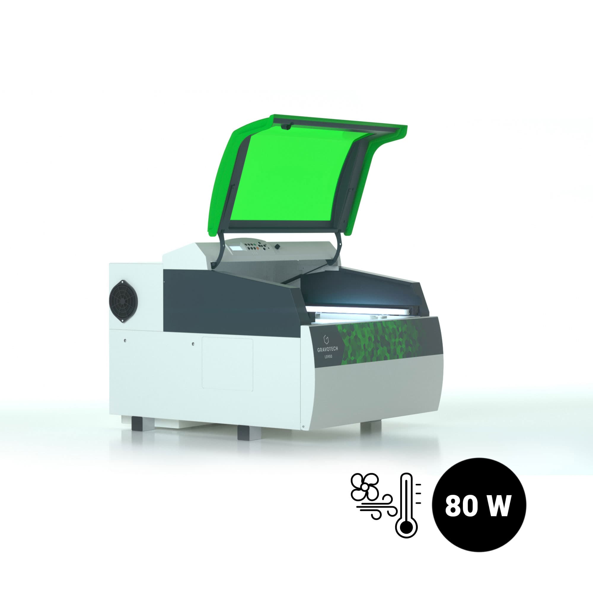 Grawerka laserowa CO2 Gravotech LS900, laser CO2 o mocy 80 W z chłodzeniem powietrznym