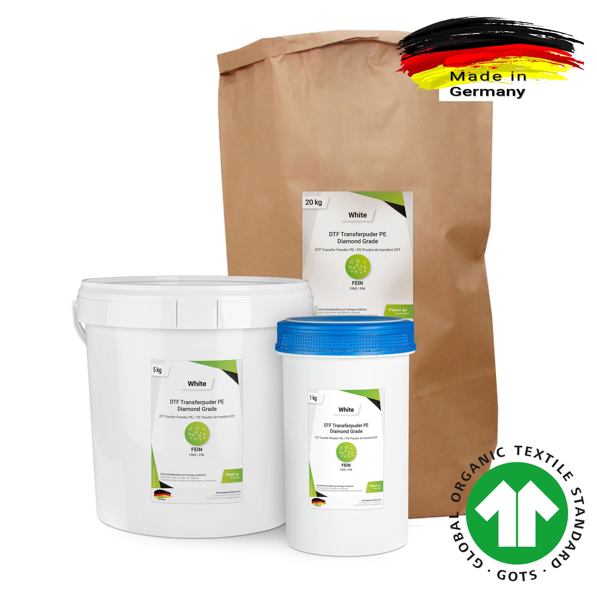 Proszek transferowy DTF PE Diamond Grade, do drobnej struktury tkanin, różne wersje