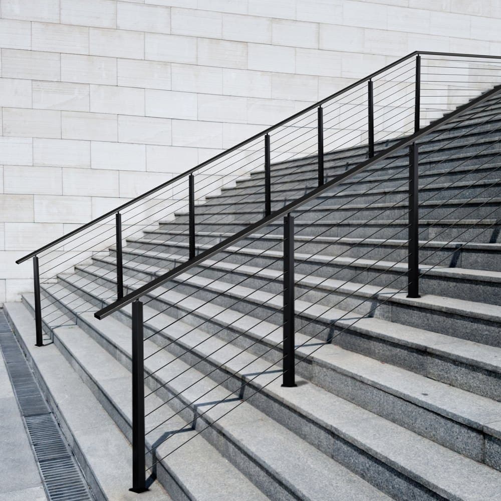 Słupek poręczy schodowej, 36x1x2 cale, z wstępnie nawierconymi otworami pod kątem 30°, słupek poręczy schodowej ze stali nierdzewnej z poziomym i zakrzywionym wspornikiem, 1 sztuka, czarny, 1JZLGZXHS91402OS1001V0