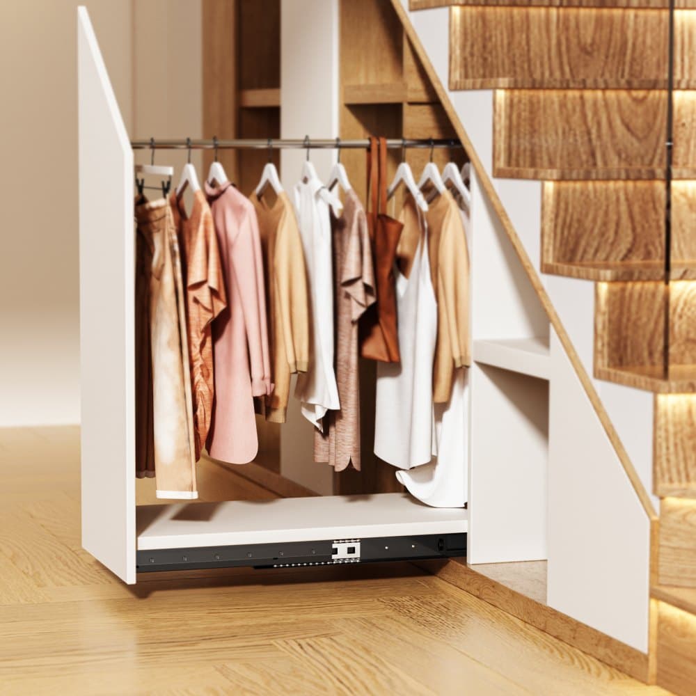 Prowadnice do szuflad podblatowych, 32 cale, łożyskowane kulkowo, w pełni wysuwane, szyny do szafek schodowych, udźwig 260 funtów, wytrzymałe, do samodzielnego montażu, czarne