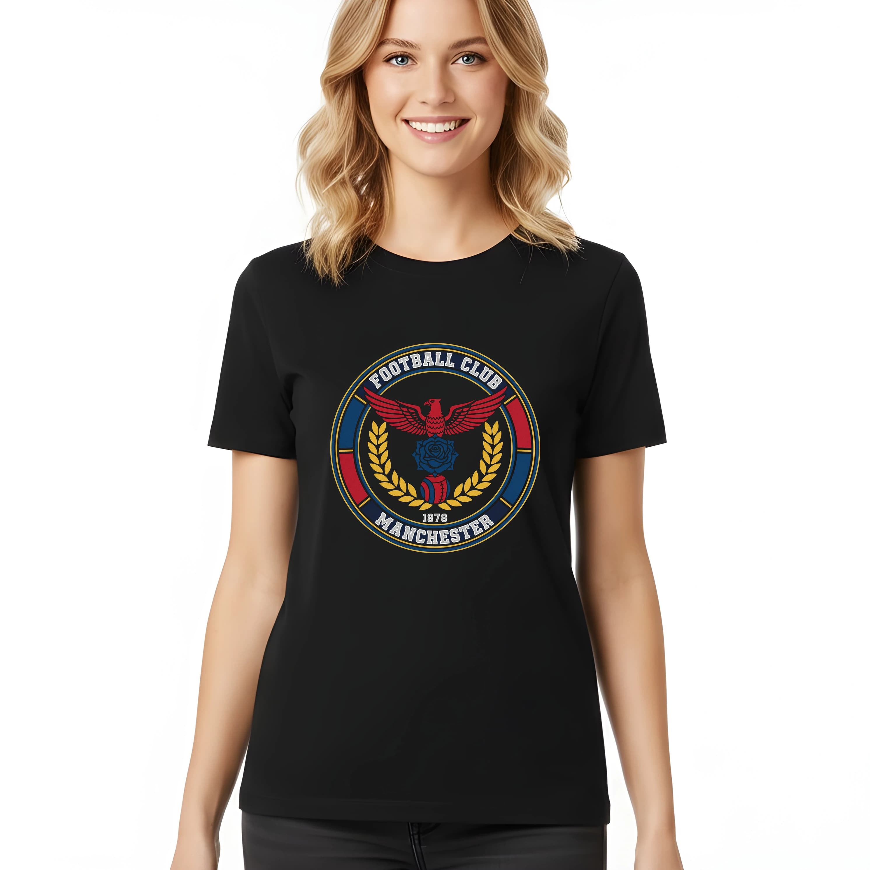 Koszulka damska Orzeł i róża herb Manchesteru piłkarska tradycja od 1878 roku