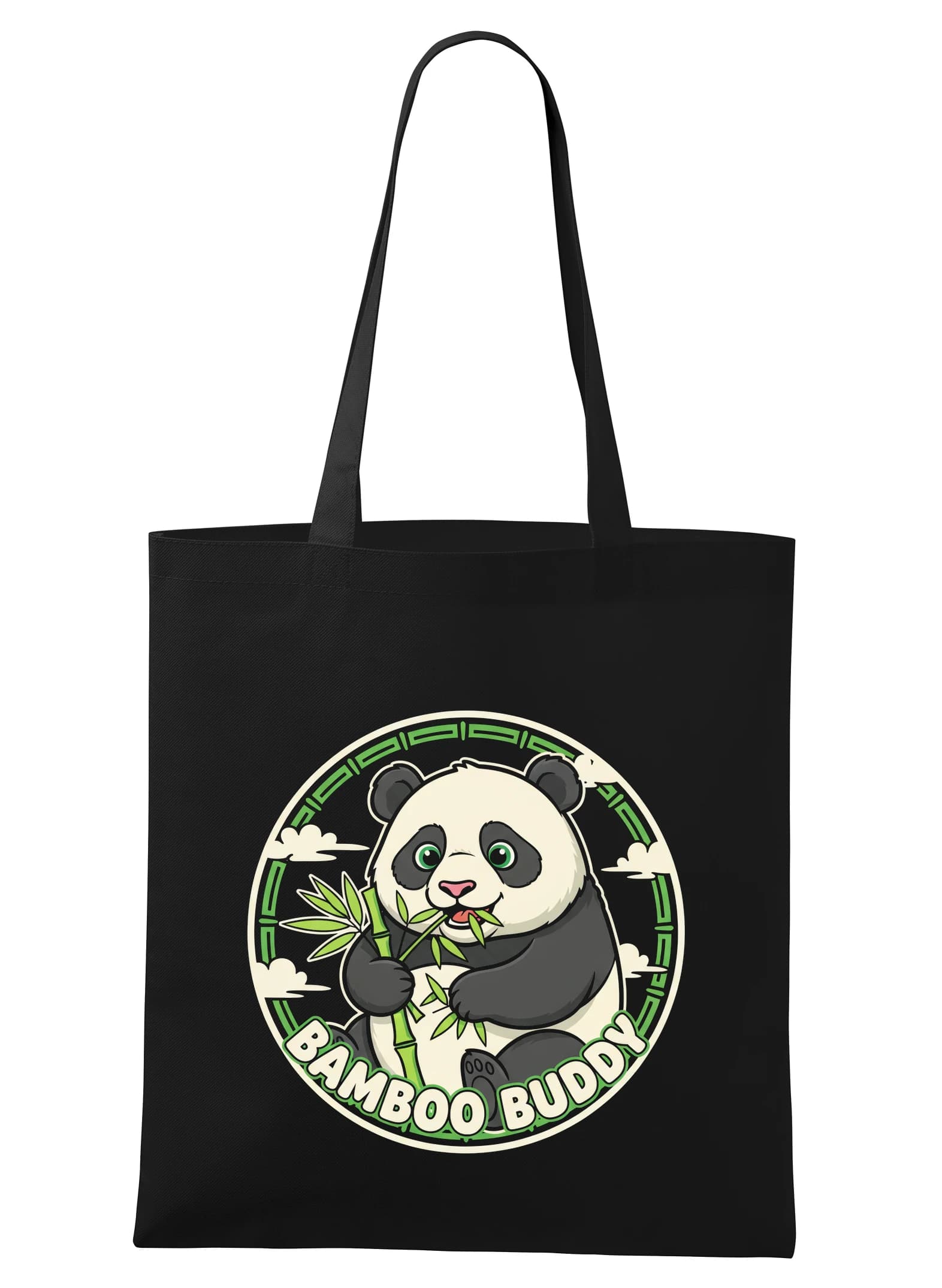 Torba na zakupy urocza ilustracja pandy z bambusem, wesoły Bamboo Buddy