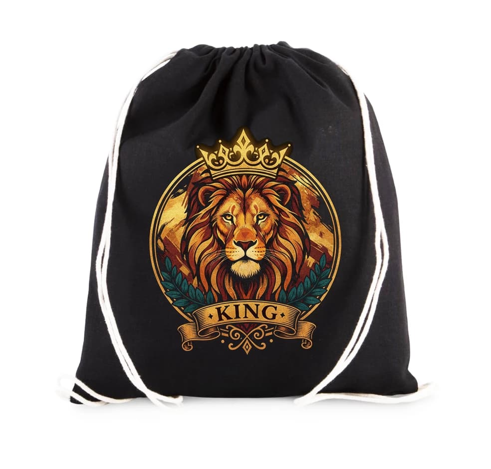 Worek-plecak Majestatyczny Królewski Portret Lion King Lew Z Koroną I Wawrzynem