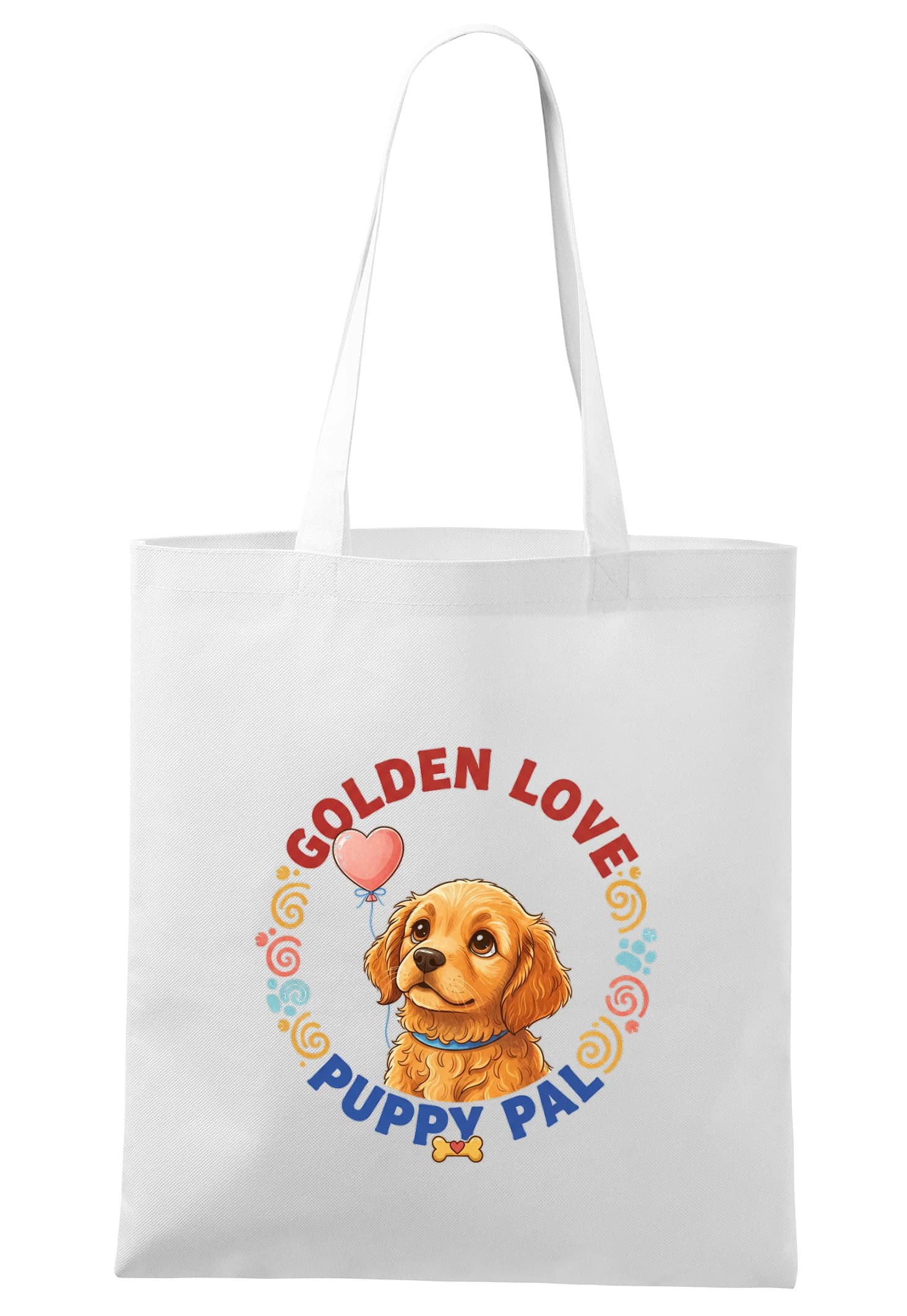 Torba na zakupy Uroczy szczeniak golden retriever pełen miłości i baloników