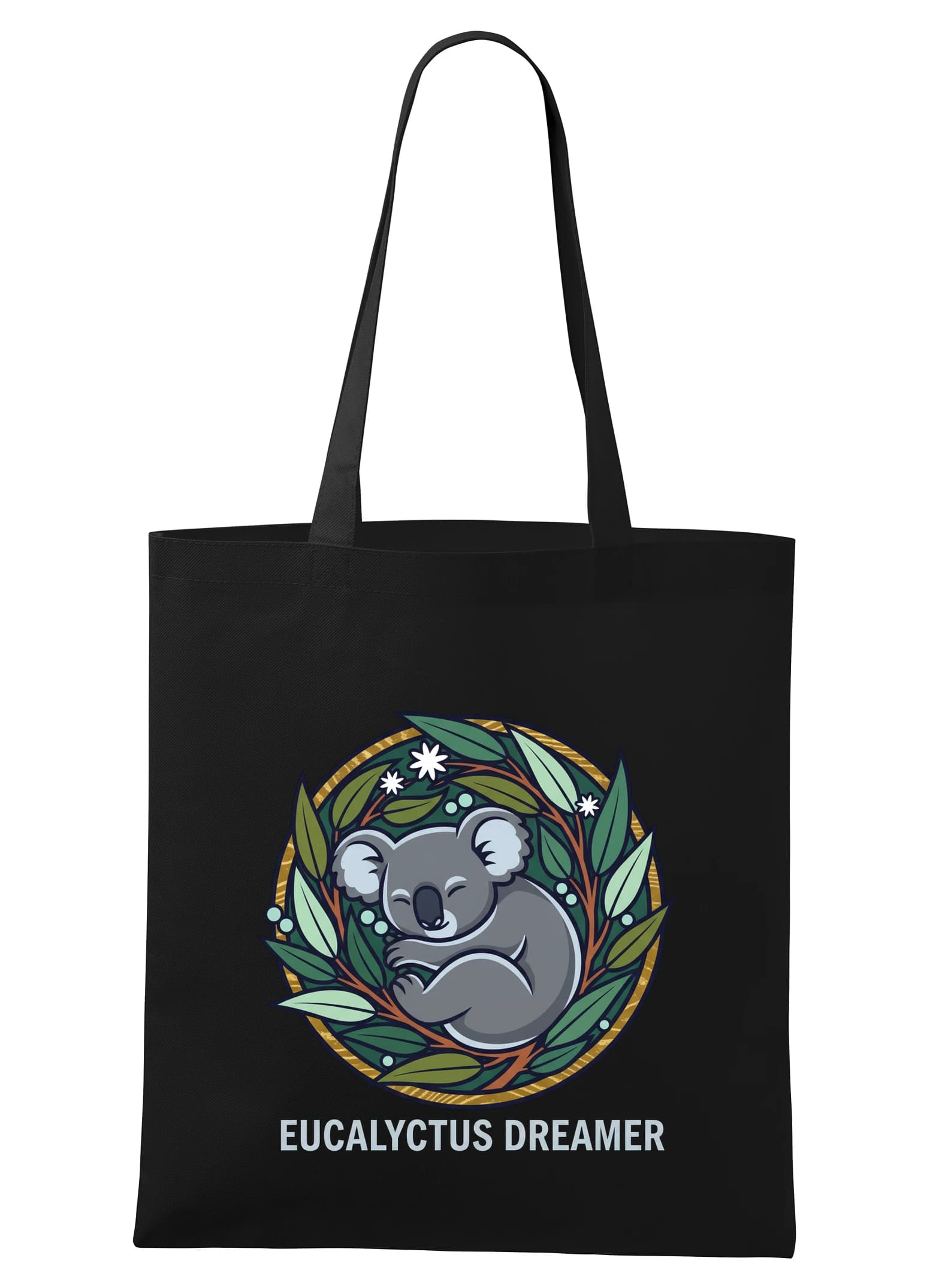 Torba na zakupy śpiąca koala w złotym wianku eukaliptusowym, nocne marzenia, Eucalyptus Dreamer