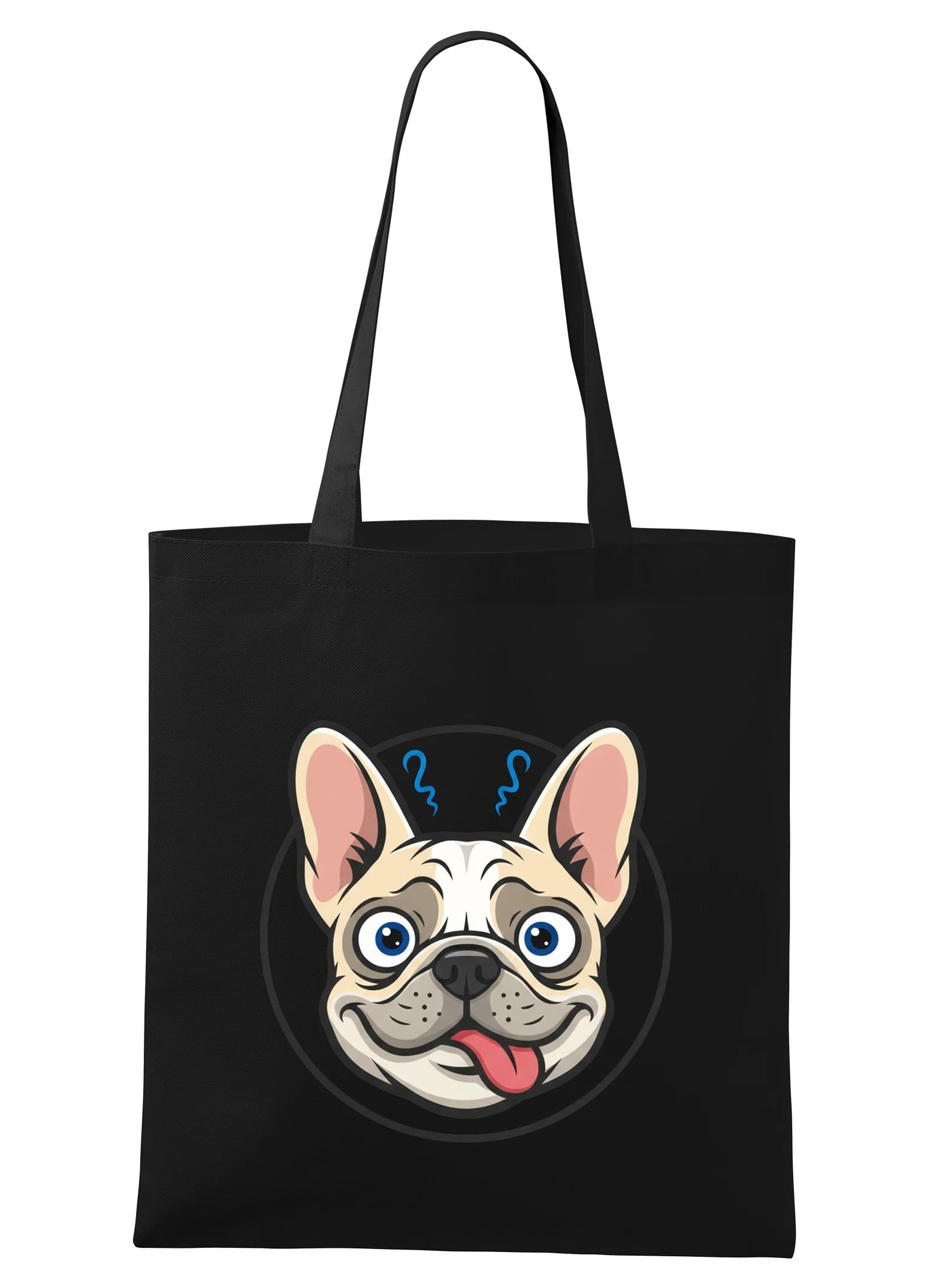 Torba na zakupy Psotny uroczy French Bulldog z wywieszonym języczkiem i wielkimi oczami