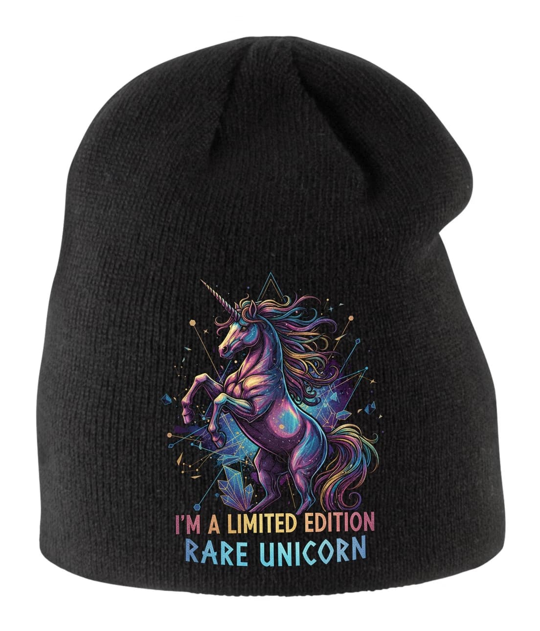 Czapka zimowa dziecięca Limitowana edycja Rare Unicorn galaktyczny jednorożec w kolorach tęczy