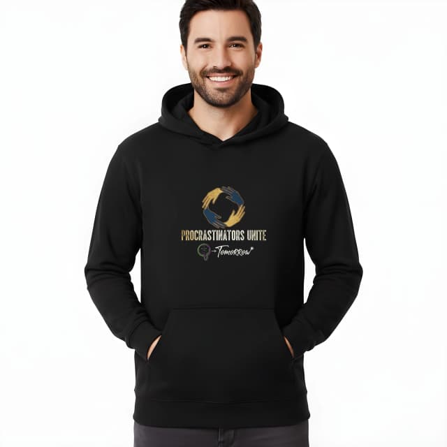 Bluza z kapturem procrastinators unite tomorrow połączmy się dopiero jutro z humorem