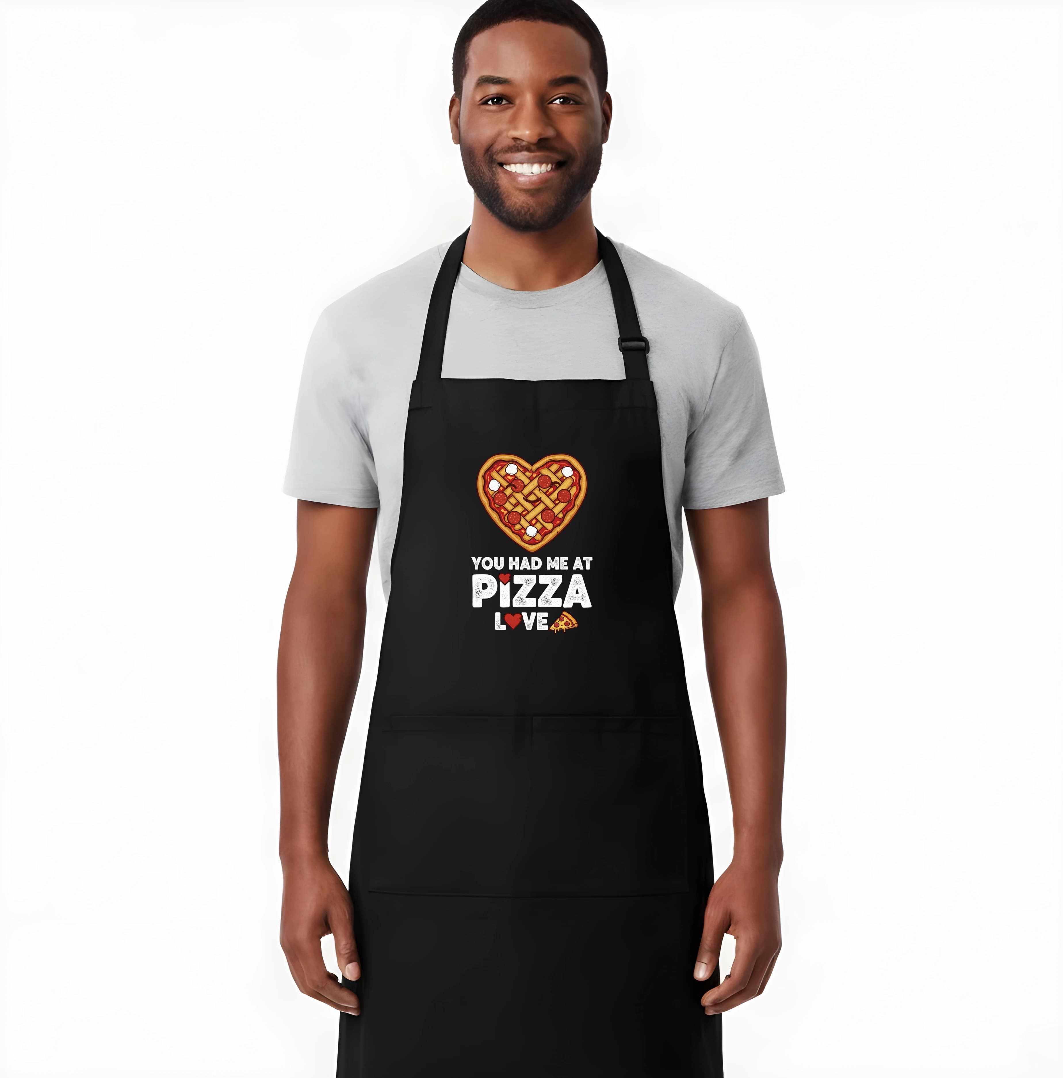 Fartuch kuchenny "You Had Me At Pizza", serce z pizzy, miłość dla miłośników i pepperoni