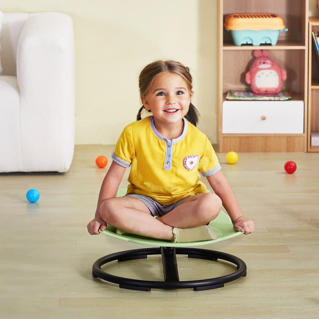 Krzesło obrotowe dla dzieci Elephant, 220 funtów, sensoryczne, poduszka na siedzisko, zielone