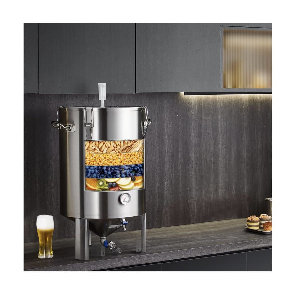 304 stal nierdzewna czajnik, 16 galonów fermentor do warzenia piwa, wiadro fermentacyjne do warzenia, domowe artykuły do warzenia z podstawą, kocioł do warzenia zawiera pokrywkę, uchwyt, zawór, kran, termometr