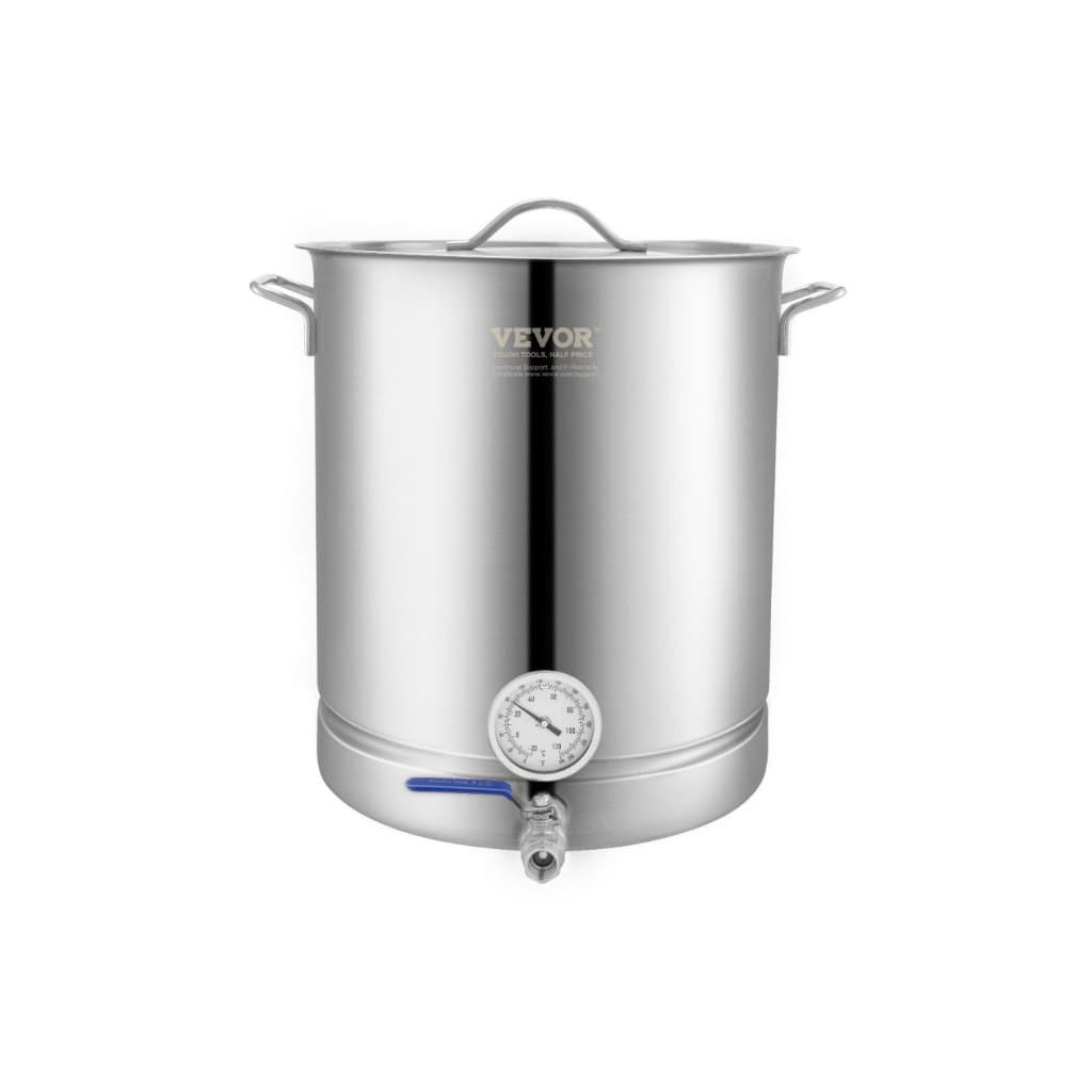 Kocioł ze stali nierdzewnej, kocioł 16 GALONÓW, trójwarstwowe dno do piwa, kocioł, akcesoria do domowego warzenia piwa, w tym pokrywka, uchwyt, termometr, zawór kulowy, filtr, miska filtra