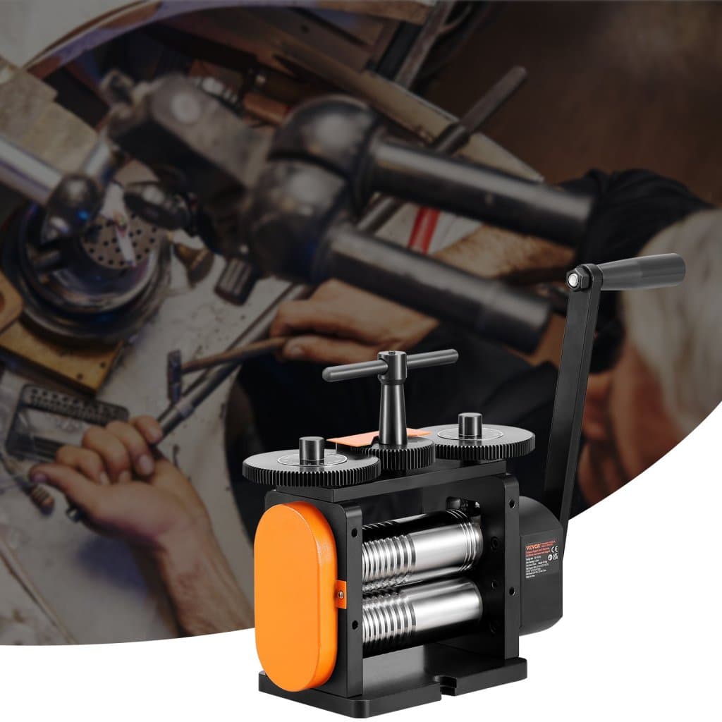 Walcarka jubilerska, Walcarka 2,24"/57mm, Przełożenie 1:2, Wielofunkcyjna Walcarka 3 w 1, Grubość prasy 0-5,5 mm do wyrobu biżuterii metalowej, Blacha, Drut kwadratowy, Kształt eliptyczny