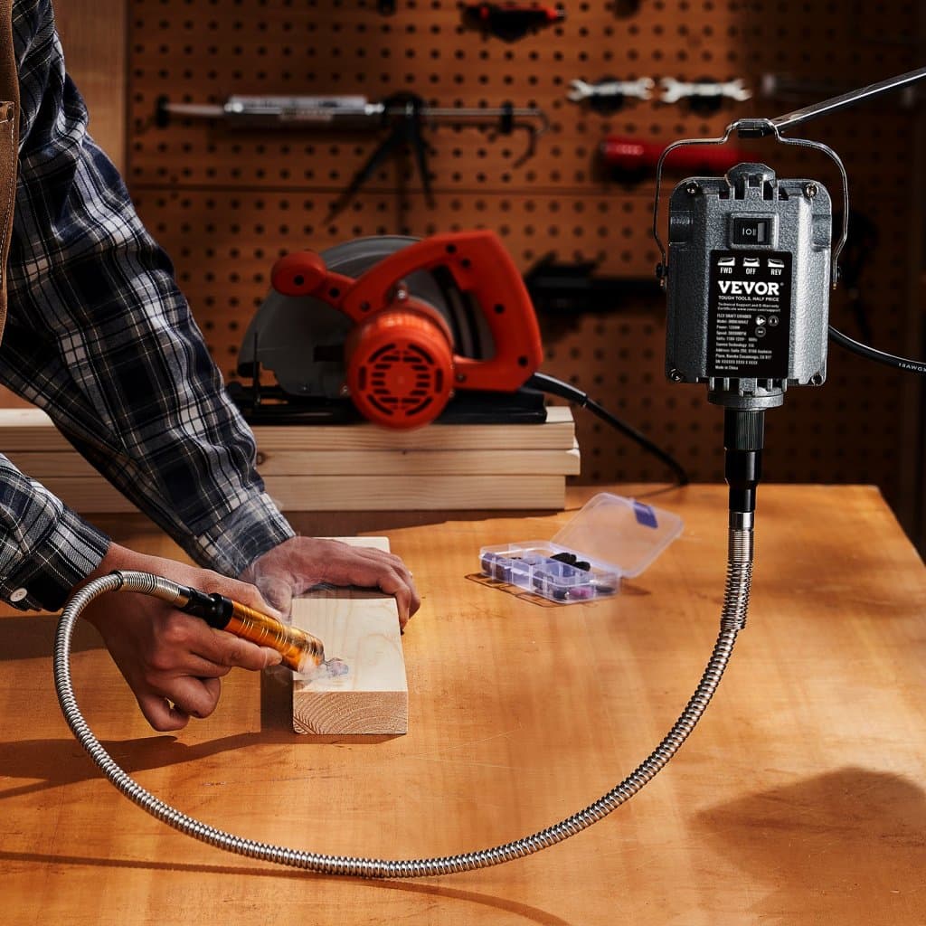 Szlifierka wałkowa giętka 1200 W 30 000 obr./min z pedałem nożnym i 31 akcesoriami