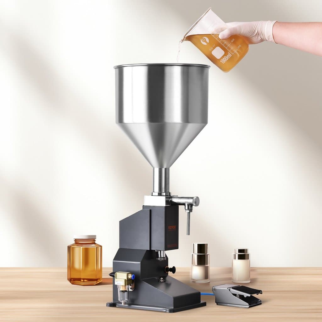 Pneumatyczna maszyna do napełniania płynem pasty, maszyna do napełniania butelek 5-50 ml, maszyna do napełniania butelek, stal nierdzewna maszyna do napełniania płynem z pedałem do mleka, wody, soku, olejku eterycznego, szamponu, kosmetycznego miodu mlecznego